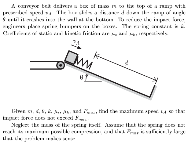 box with spring attached sliding down ramp